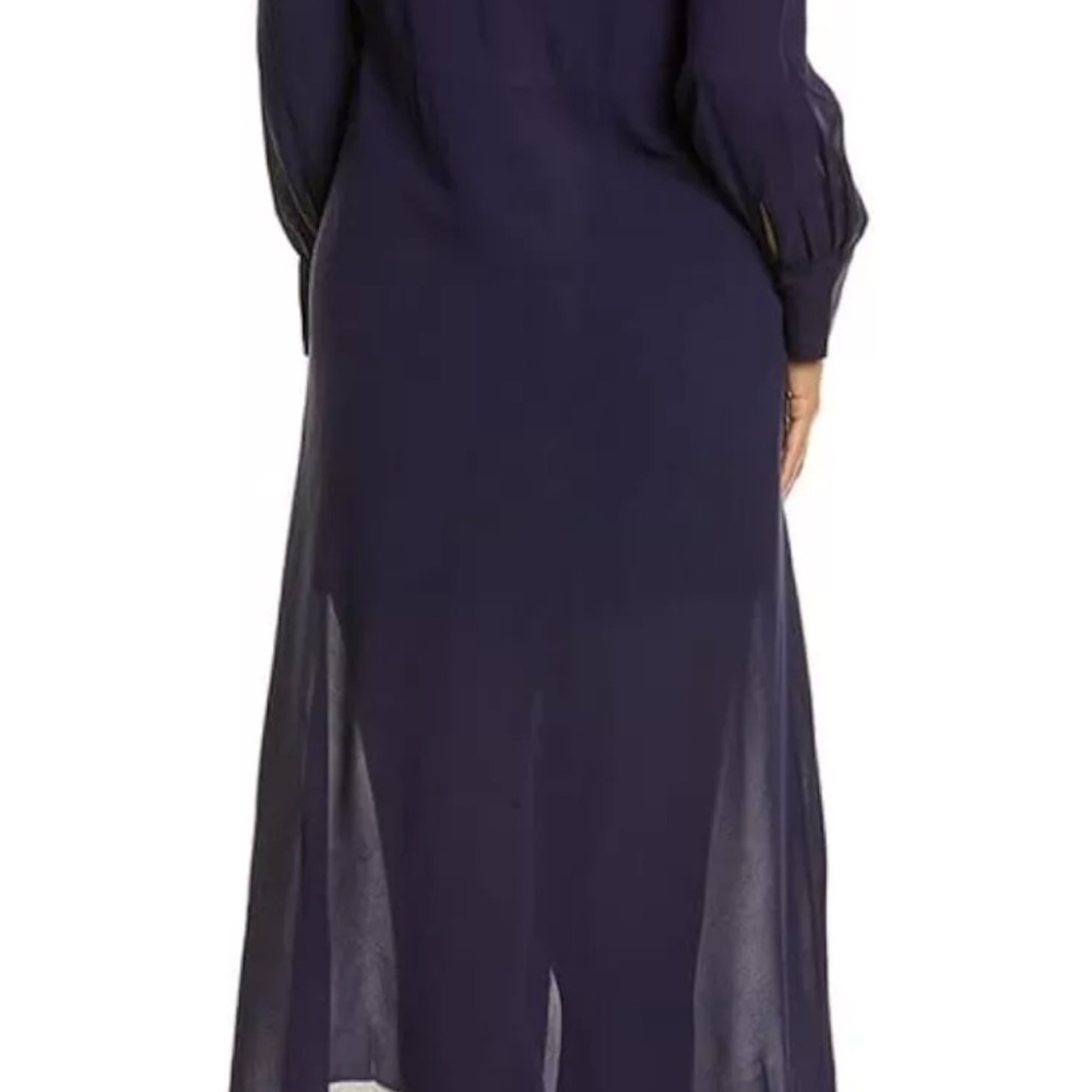 Ted Baker Faithiy Asymmetric Ruffle Midi Skirt Dress Dark Navy Womens Size Ted 2 - Picture 11 of 17